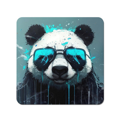 Panda With Blue Glasses Splashart Coasters