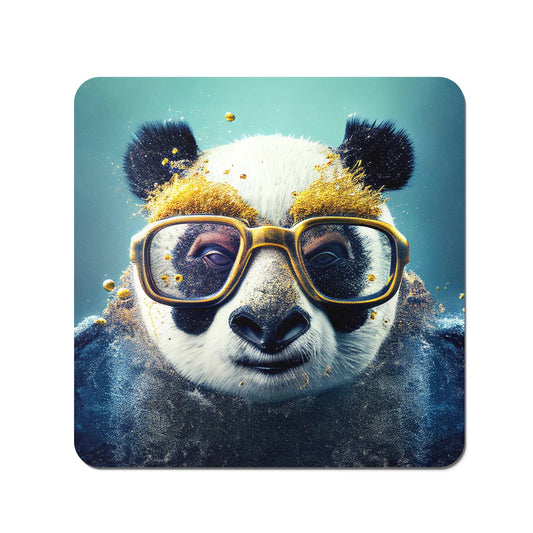 Panda With Golden Glasses Splashart Coasters