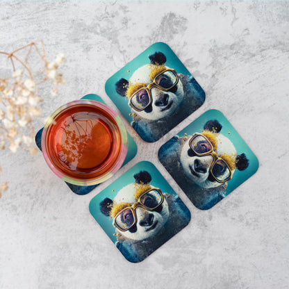 Panda With Golden Glasses Splashart Coasters