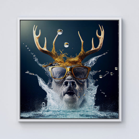 Stag Splashart Framed Canvas