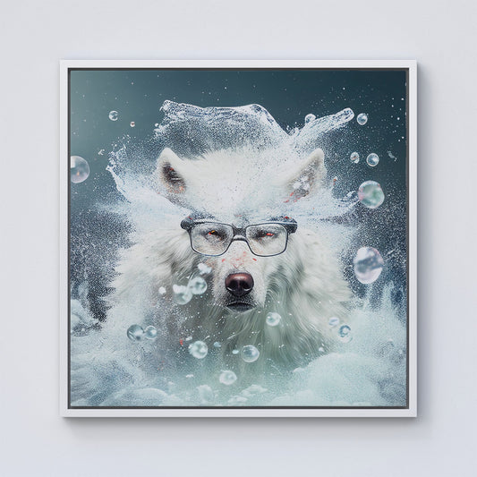 White Wolf Splashart Framed Canvas