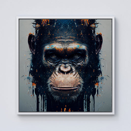 Gorilla Face Splashart Framed Canvas