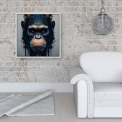 Gorilla Face Splashart Framed Canvas