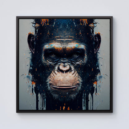 Gorilla Face Splashart Framed Canvas