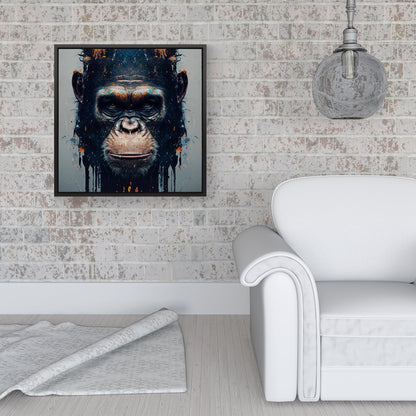 Gorilla Face Splashart Framed Canvas