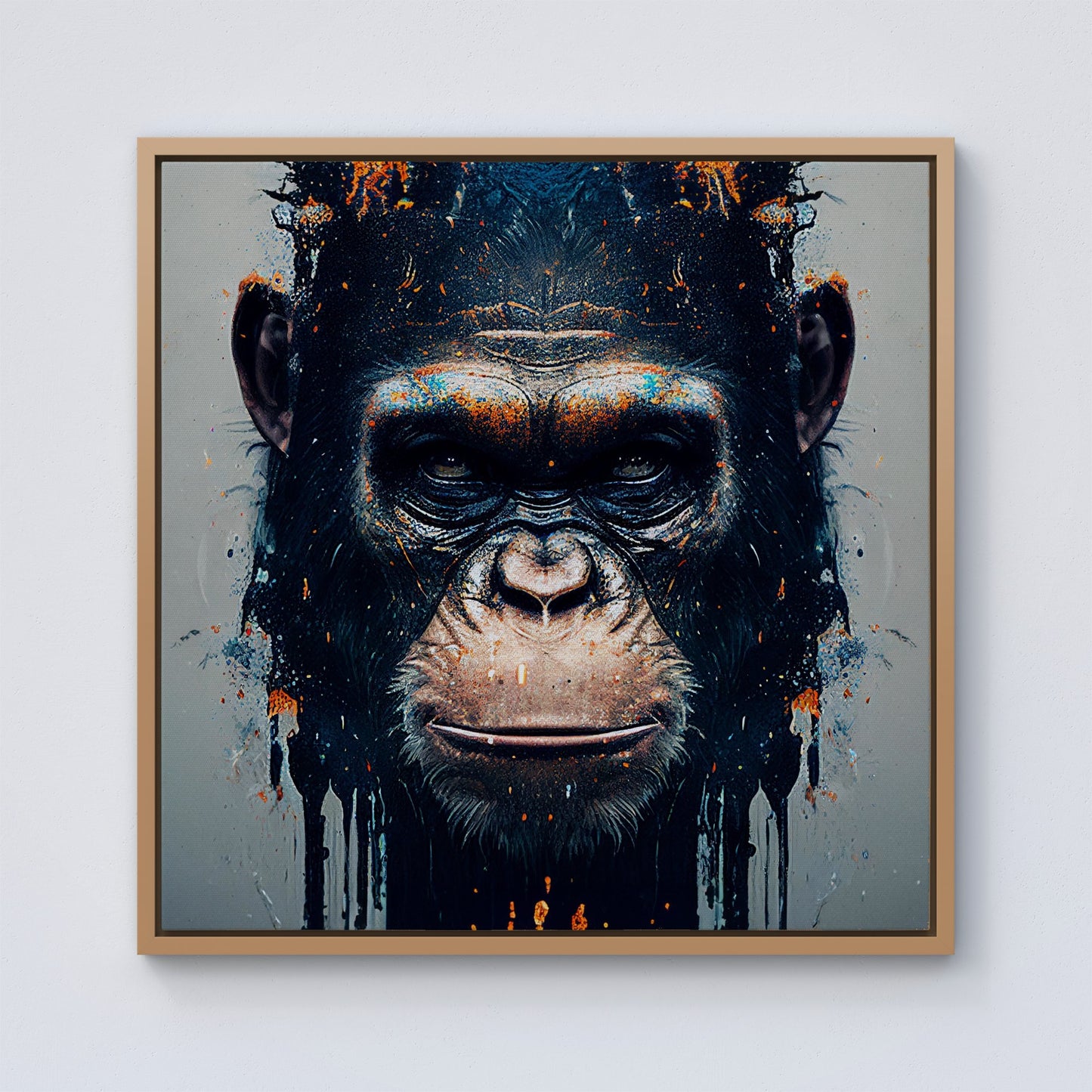 Gorilla Face Splashart Framed Canvas