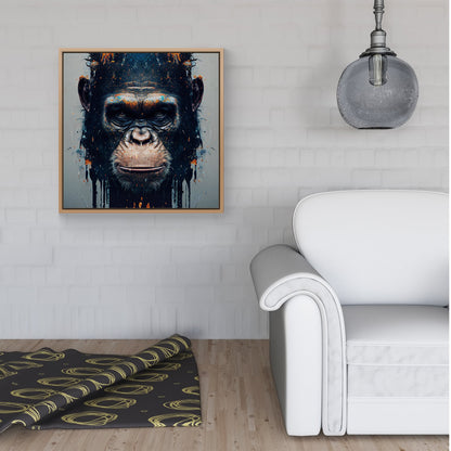 Gorilla Face Splashart Framed Canvas