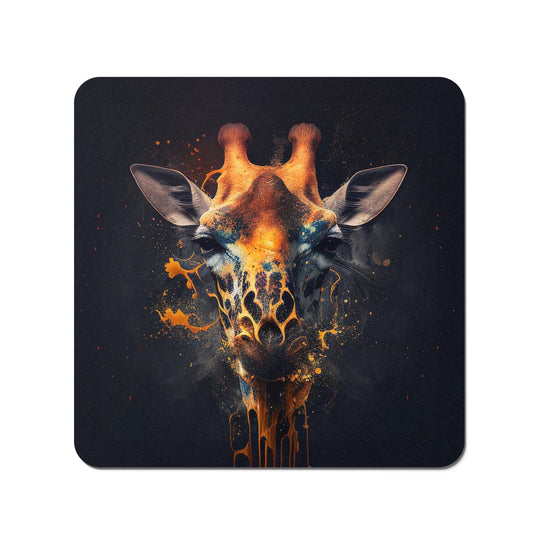 Golden Giraffe Face Splashart Coasters