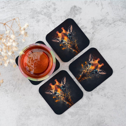 Golden Giraffe Face Splashart Coasters