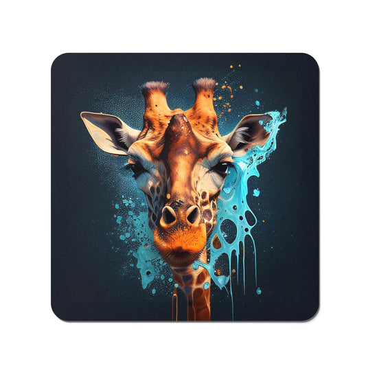 Blue Giraffe Face Splashart Coasters