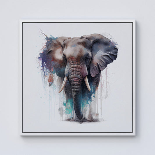 Elephant Splashart Framed Canvas