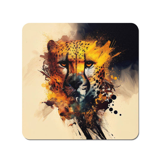 Cheetah Face Splashart Coasters