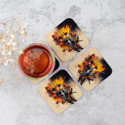 Cheetah Face Splashart Coasters