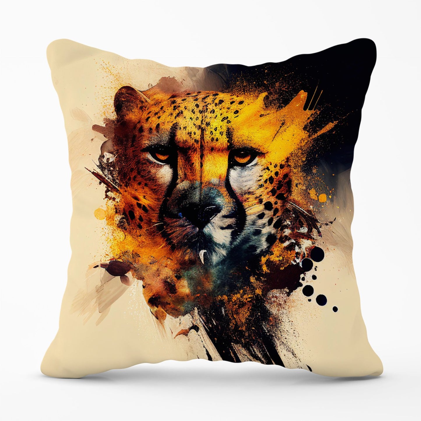 Cheetah Face Splashart Outdoor Cushion