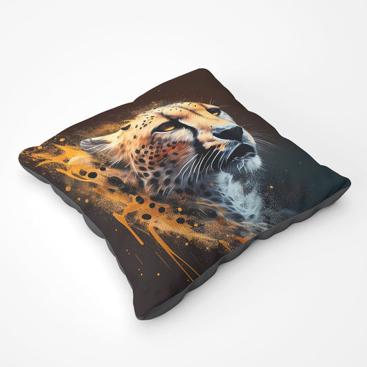 Cheetah Face Splashart Dark Background Floor Cushion