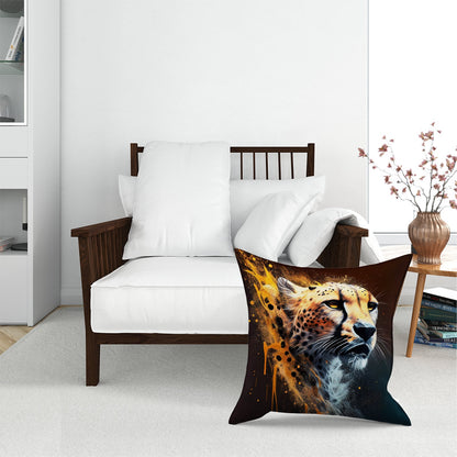 Cheetah Face Splashart Dark Background Floor Cushion