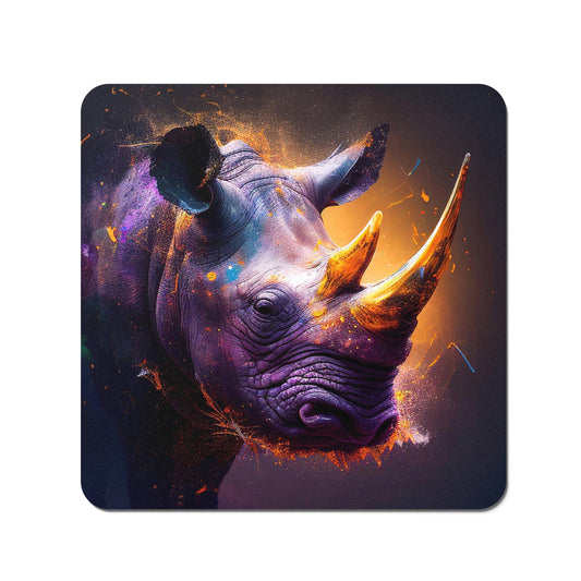 Golden Rhino Face Splashart Coasters