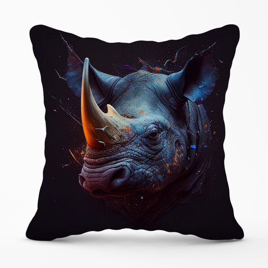 Rhino Face Splashart Outdoor Cushion