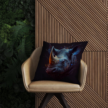 Rhino Face Splashart Outdoor Cushion