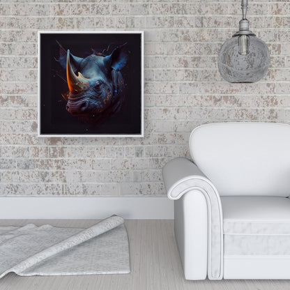 Rhino Face Splashart Framed Canvas