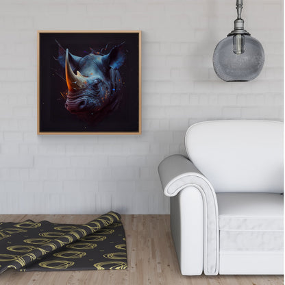 Rhino Face Splashart Framed Canvas