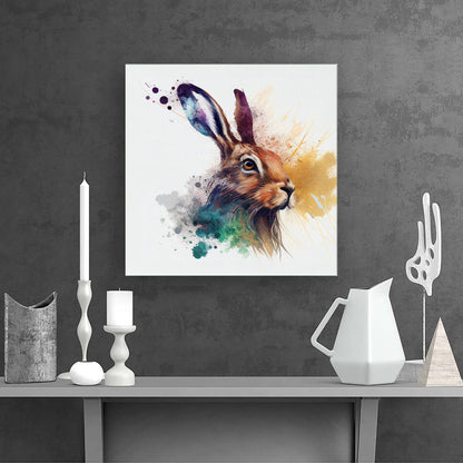 Hare Close Up Splashart Canvas