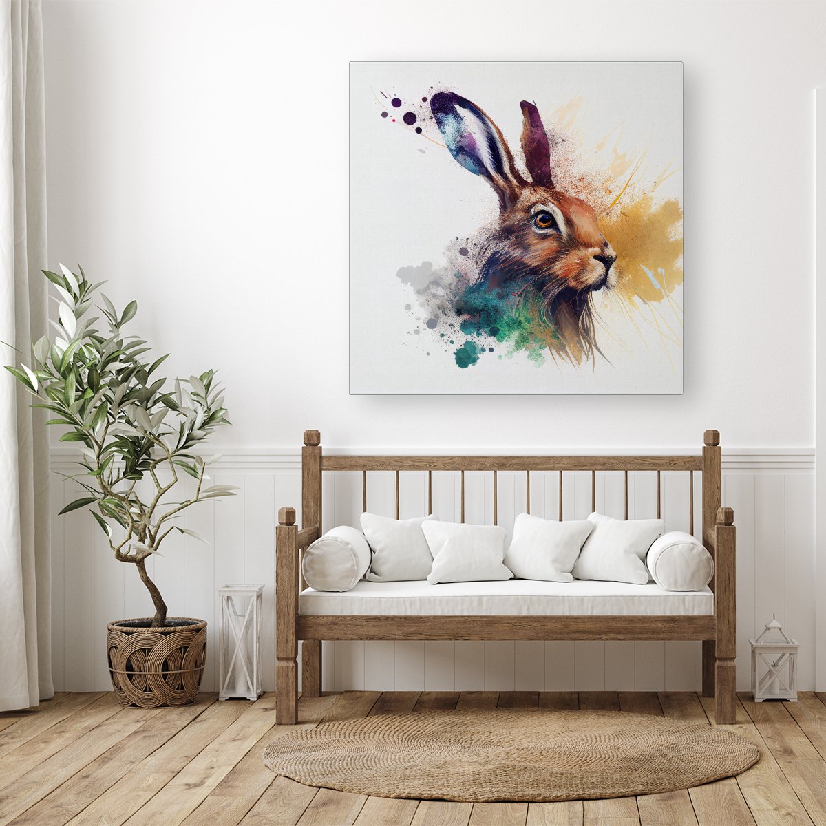 Hare Close Up Splashart Canvas