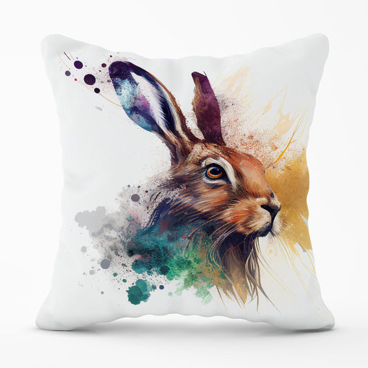 Hare Close Up Splashart Outdoor Cushion