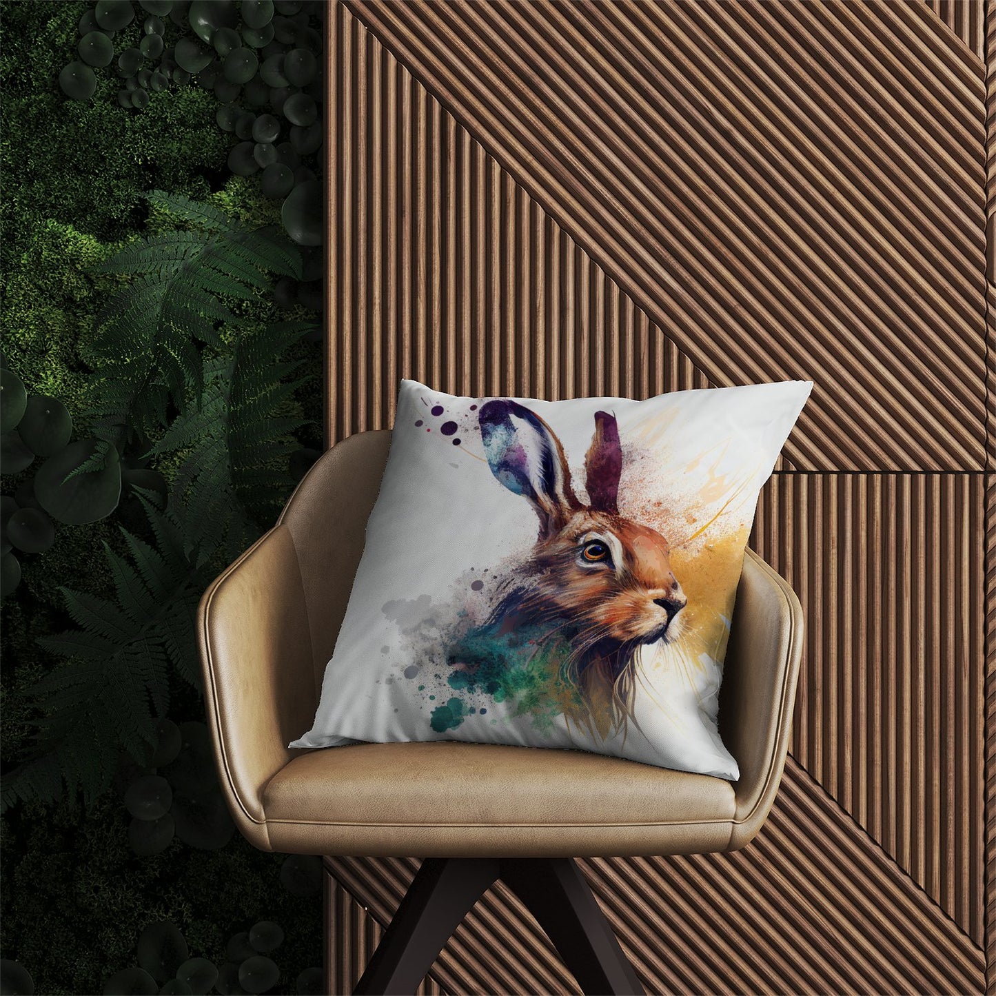 Hare Close Up Splashart Outdoor Cushion