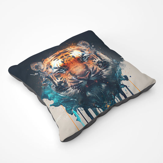 Tiger Face Splashart Floor Cushion