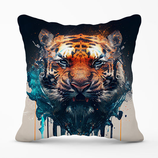 Tiger Face Splashart Outdoor Cushion