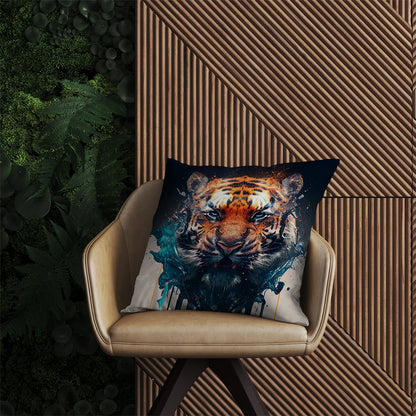 Tiger Face Splashart Outdoor Cushion