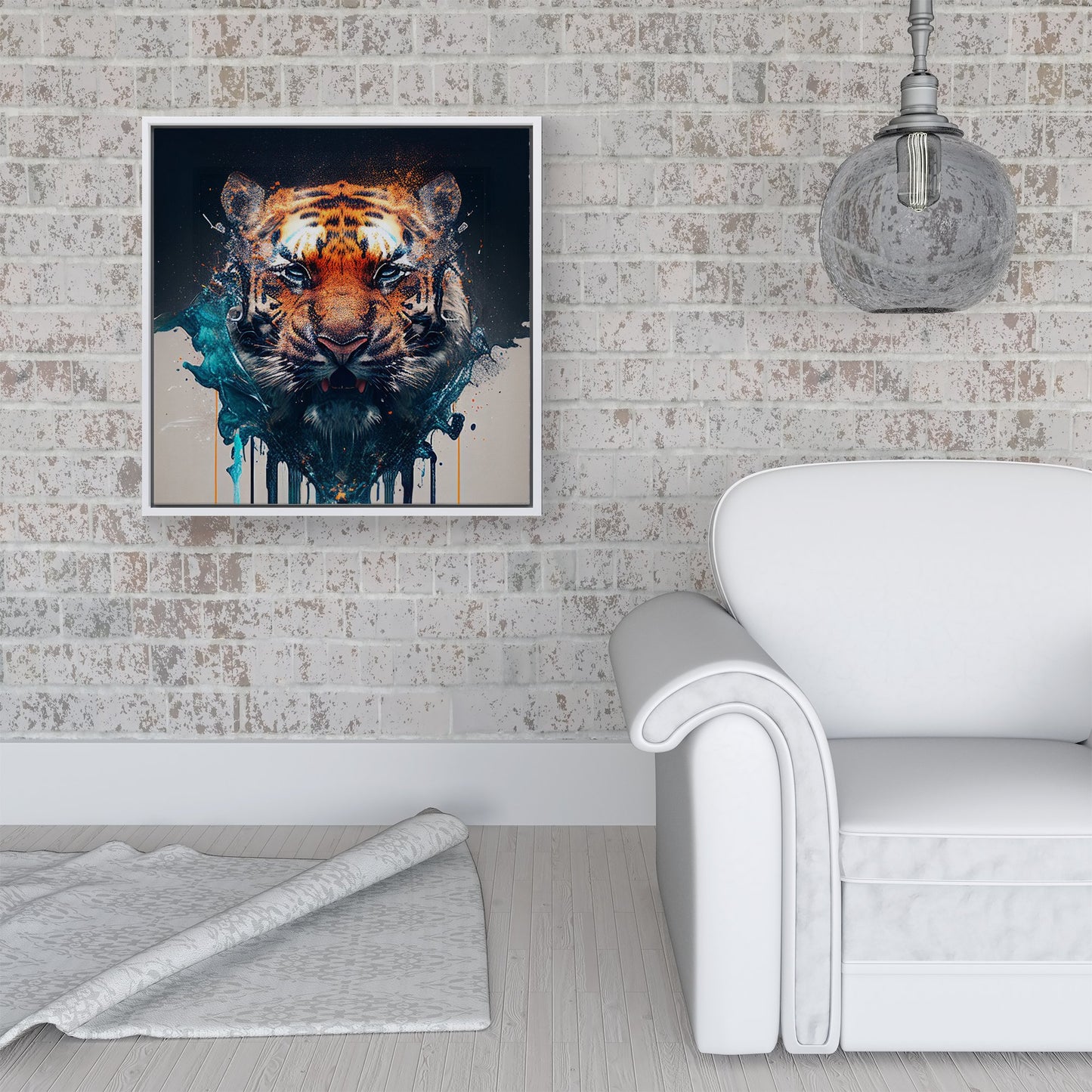 Tiger Face Splashart Framed Canvas