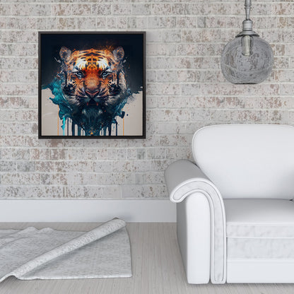 Tiger Face Splashart Framed Canvas