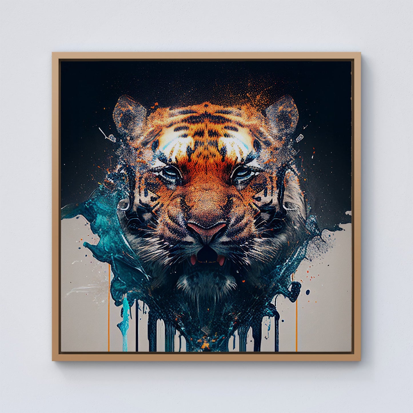 Tiger Face Splashart Framed Canvas