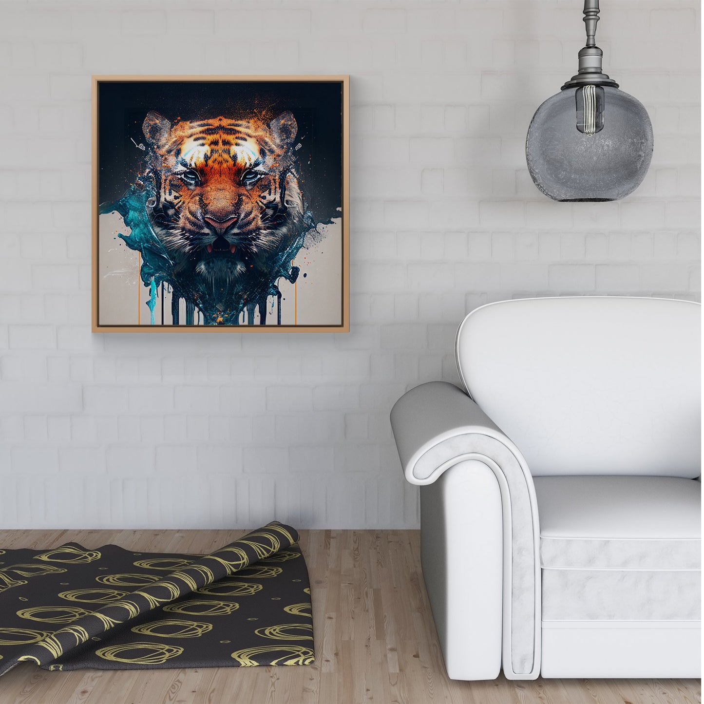 Tiger Face Splashart Framed Canvas