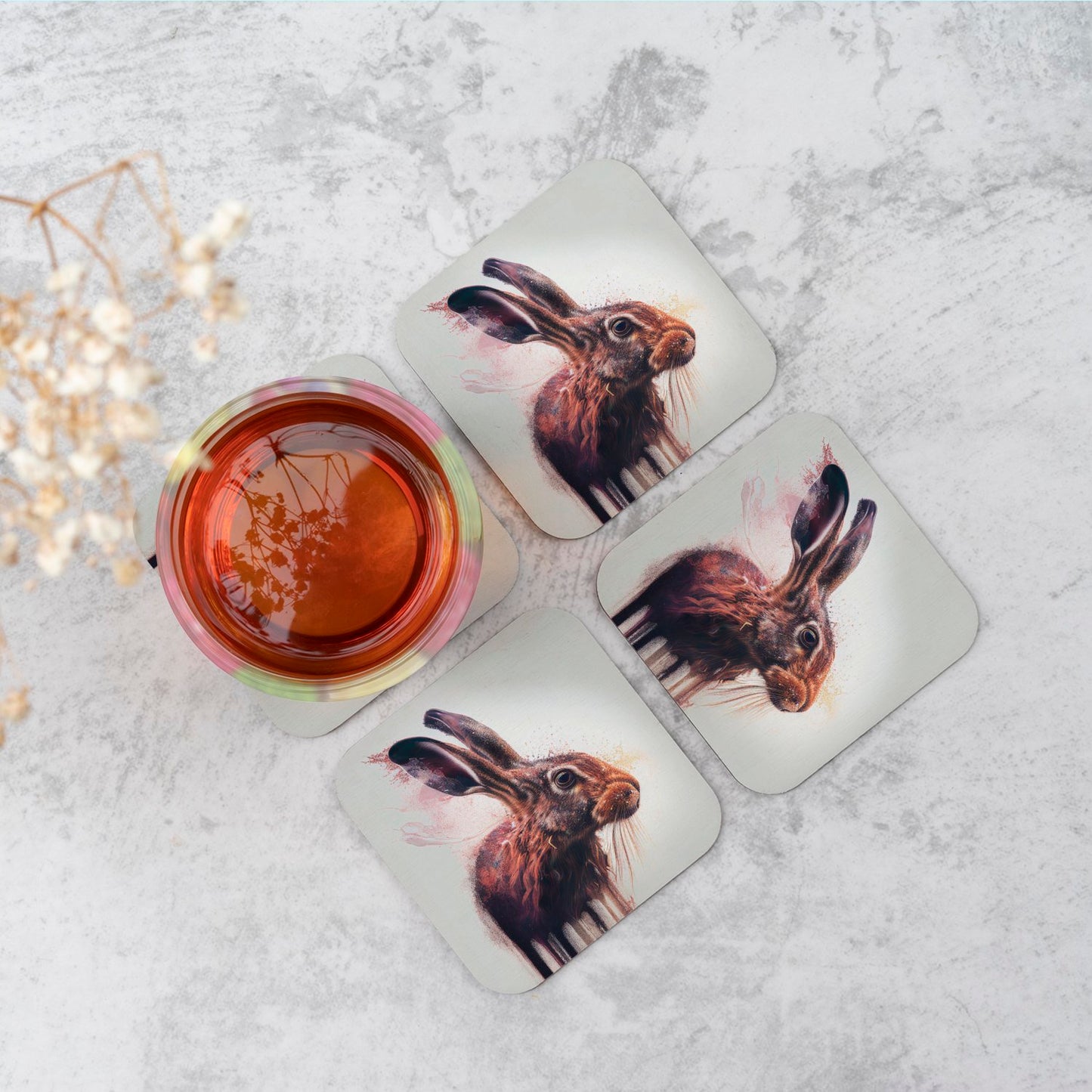 Hare Face Splashart Coasters