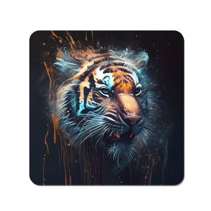 Tiger Face Splashart Dark Background Coasters