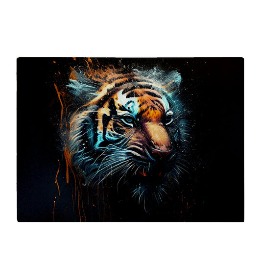 Tiger Face Splashart Dark Background Chopping Board