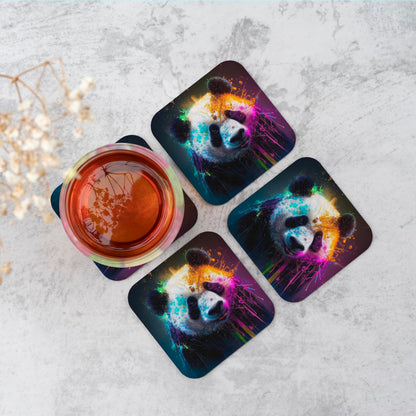 Panda Face Splashart Colourful Coasters