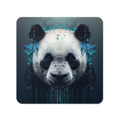 Panda Face Splashart Dark Background Coasters