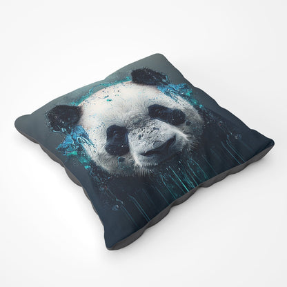 Panda Face Splashart Dark Background Floor Cushion