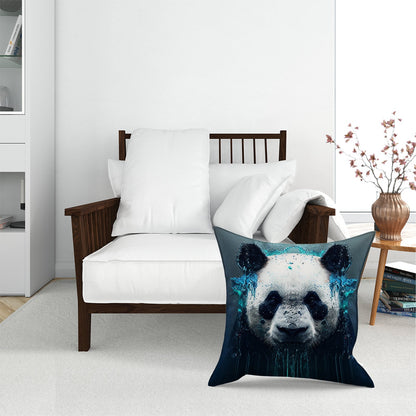 Panda Face Splashart Dark Background Floor Cushion