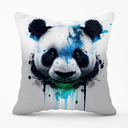 Panda Face Splashart Light Background Outdoor Cushion