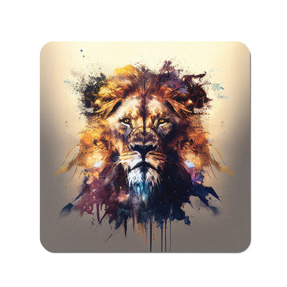 Majestic Lion Face Splashart Coasters