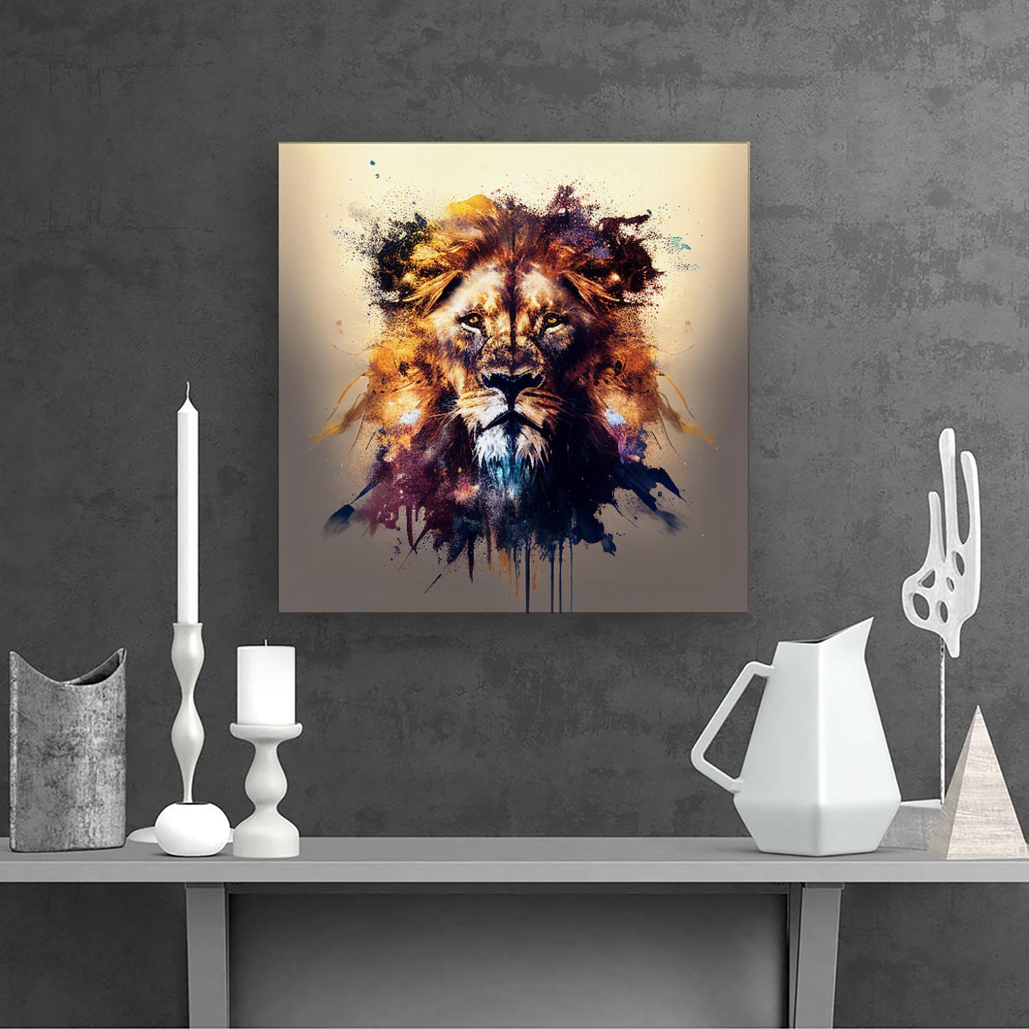 Majestic Lion Face Splashart Canvas