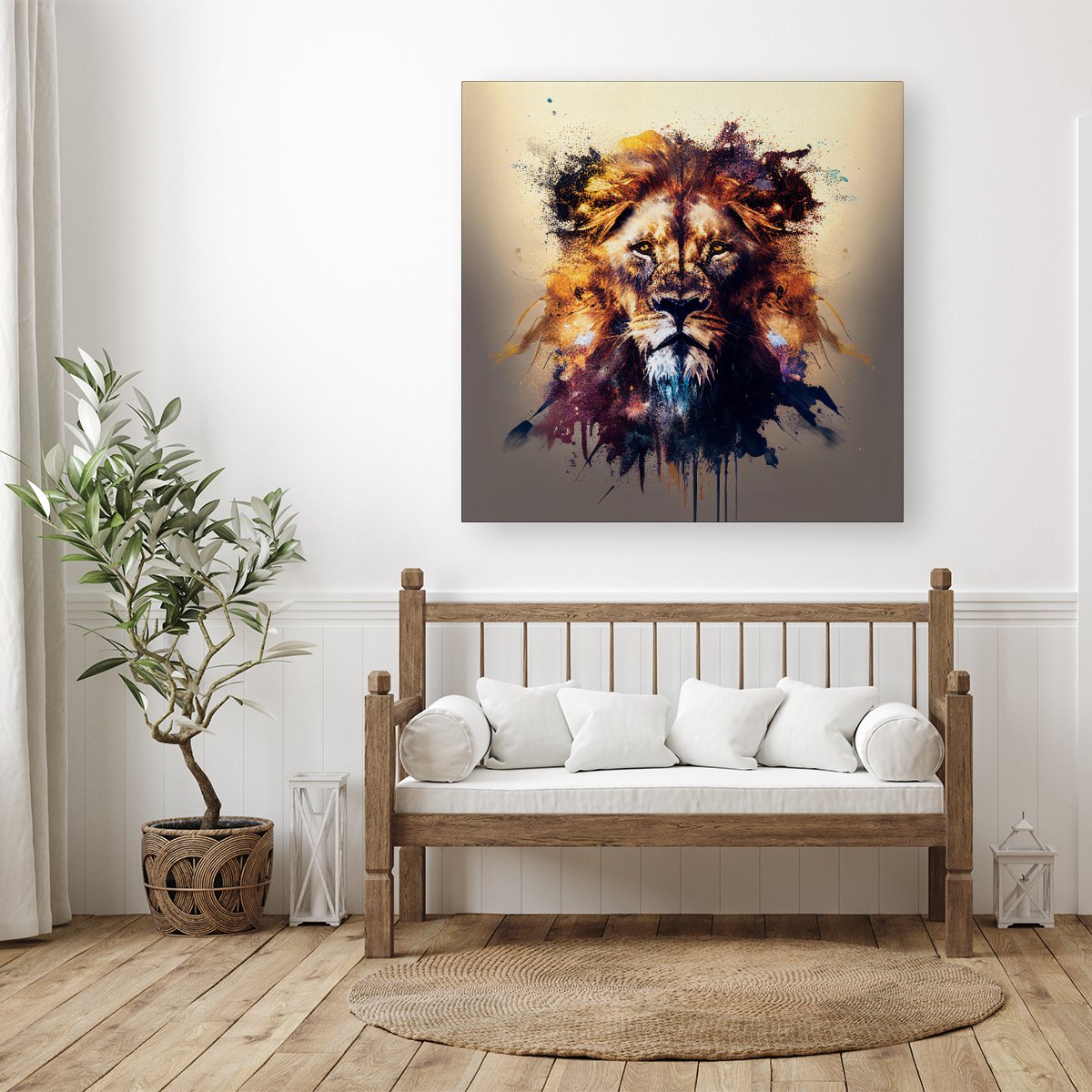 Majestic Lion Face Splashart Canvas