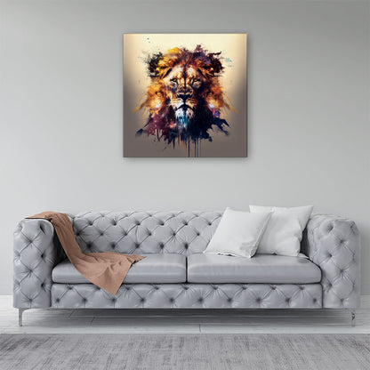 Majestic Lion Face Splashart Canvas