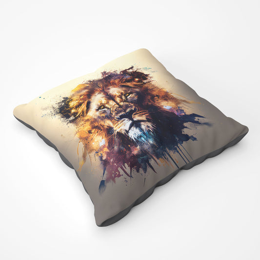 Majestic Lion Face Splashart Floor Cushion