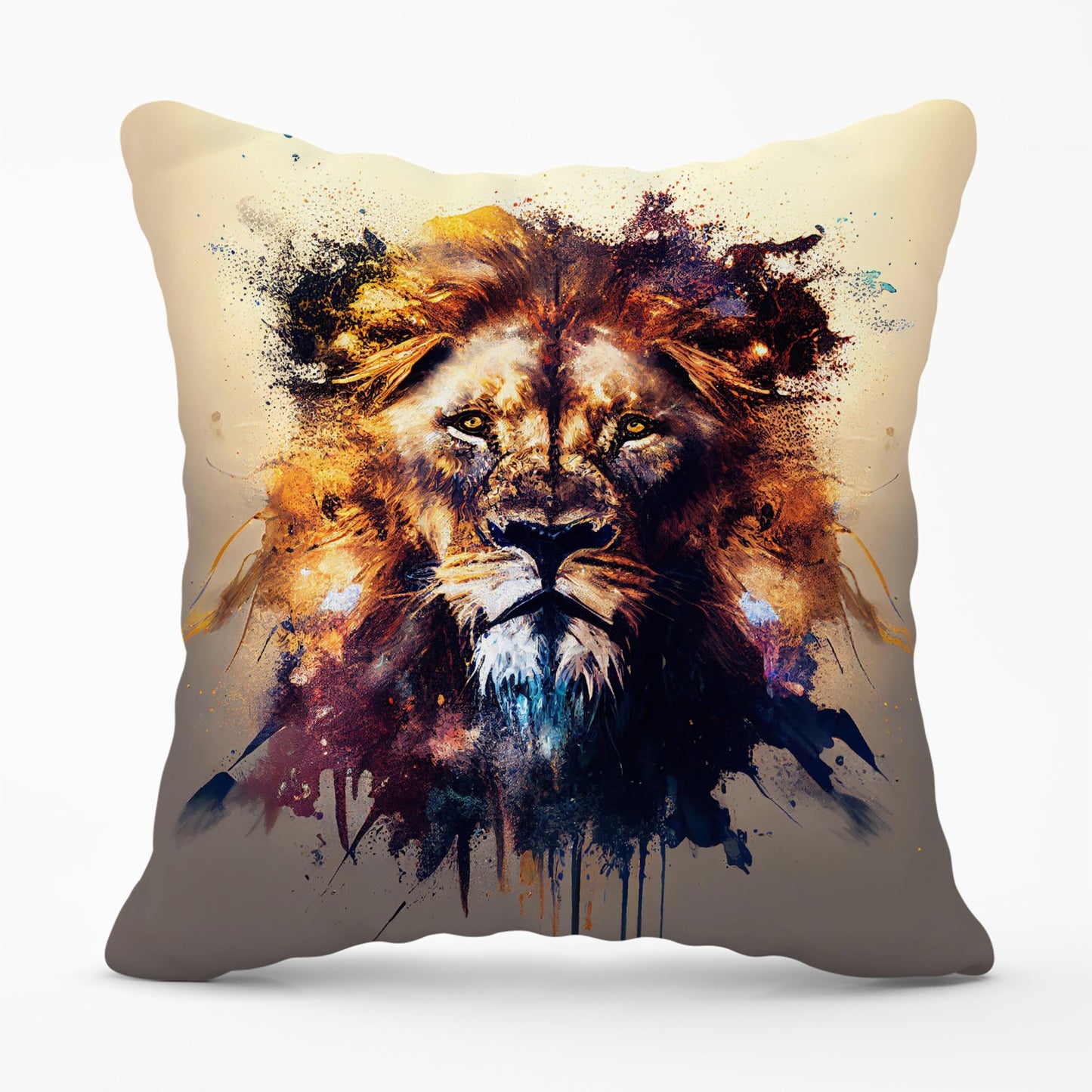 Majestic Lion Face Splashart Outdoor Cushion